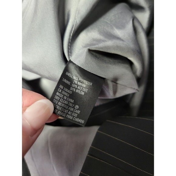 Tahari Pinstripe Double Breasted Black Blazer Jacket 10 Charcoal - Picture 13 of 13